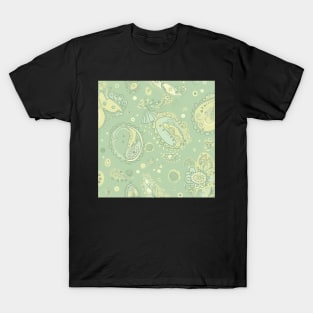 Pale Green Paisley Pattern T-Shirt